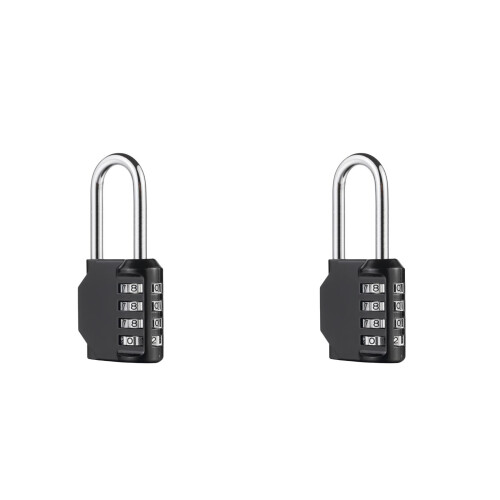 2Pièces Cadenas Suspendu 4 Chiffres Noir Durable Pour 2