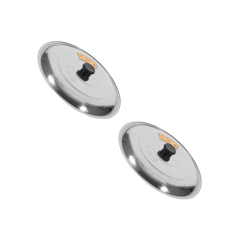2Pcs Multi-Function Pot Cover Stainless Steel Black Household Pan Lid 1