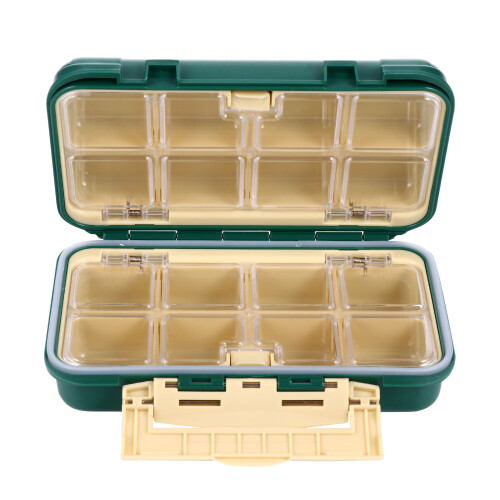 2Pcs 16-Compartment Fishing Gadget Box Green ABS Storage Tool Case