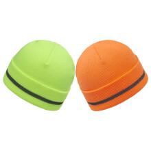 6Pcs Knit Beanie Hats with Reflective Strips Warm Acrylic for Outdoors