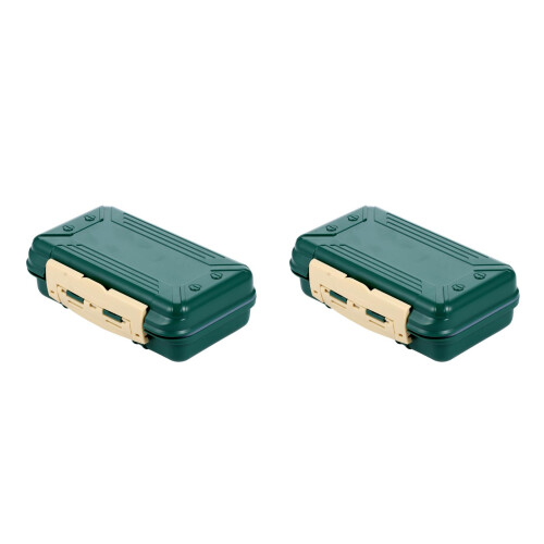 2Pcs 16-Compartment Fishing Gadget Box Green ABS Storage Tool Case 2