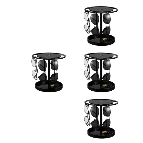4Pcs Space-Saving Black Sunglasses Organizer with Bottom Tray 1