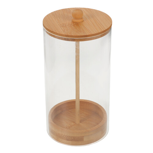 2Pcs Acrylic Straw Storage Container with Wood Lid for Countertop Use 2
