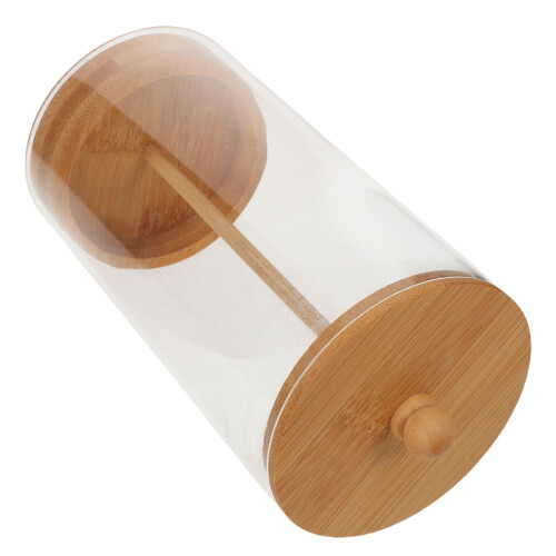 2Pcs Acrylic Straw Storage Container with Wood Lid for Countertop Use