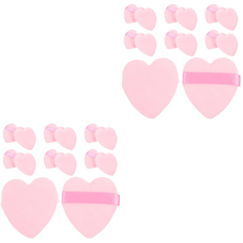 100Pcs Heart Shaped Makeup Powder Puff Pink Cosmetic Face Tools 2
