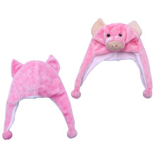 2Pcs Pink Plush Winter Hat Kids Animal Hood with Earflaps and Pom Poms