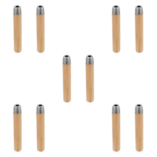 10Pcs Solid Wood Tool Handle Replacement Ergonomic Grip Light Yellow 1