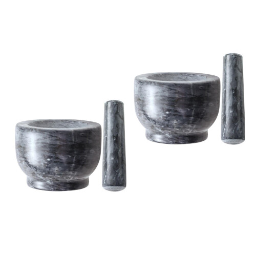 2Sets Marble Mortar and Pestle Set Kitchen Tool 1