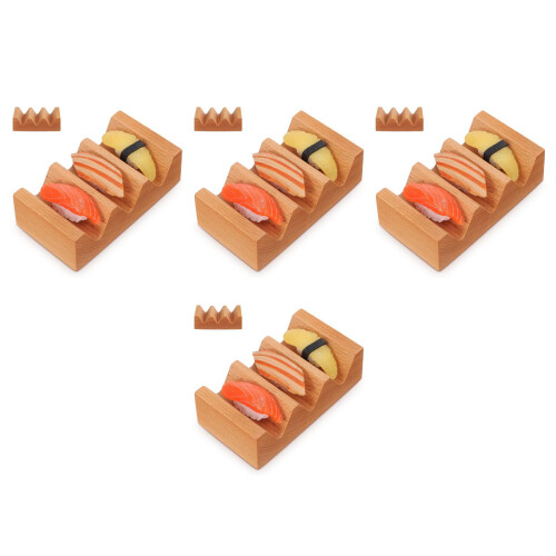 4Pcs Smooth Polished Wood Sushi Stand Reusable Serving Rack 1