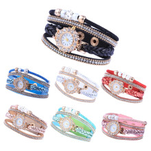 3Pcs Women Bracelet Watch Red Rhinestone Quartz Bangle Jewelry