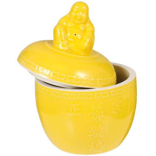 2Pcs Multi-Function Ceramic Stew Pot Yellow Kitchen Tableware 2