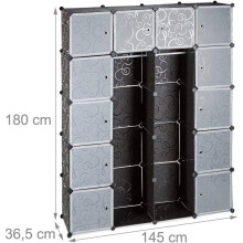 Étagère cubes rangement penderie armoire plastique 14 casiers 180 cm noir 13_0001070_3