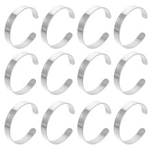 20Pièces Bracelets Manchettes Ajustables En Métal Argenté Pour Gravure