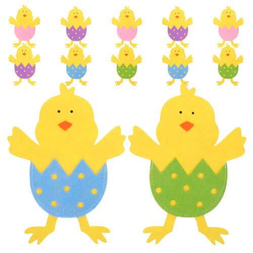 24Pcs Cute Cartoon Chick Felt Cutlery Sleeves Easter Holiday Tableware