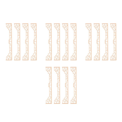 16Pièces Kit Mini Maison Bois Beige Pour Décor Sculpté Chinois 2