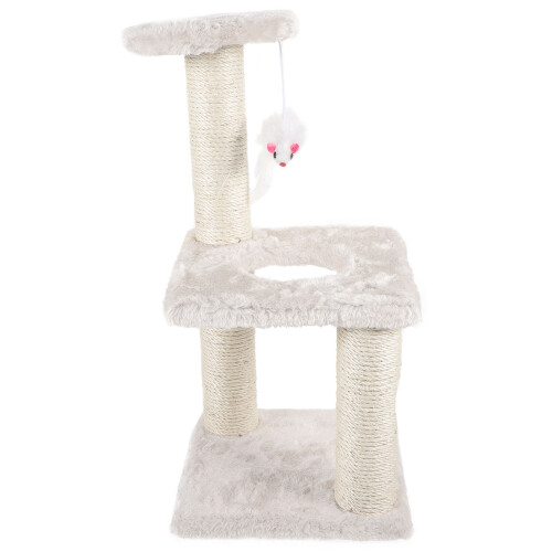 2Pièces Griffoir Chat Kittens Beige En Bois Dense Résistant Doux 1