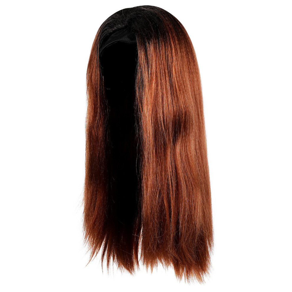 Villcase 5Pcs Brown Synthetic Long Straight Headband Wigs Comfortable Fit