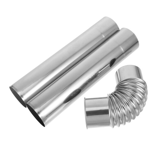 3Ensembles Tube Extension Poêle Camping Couleur Argent 1