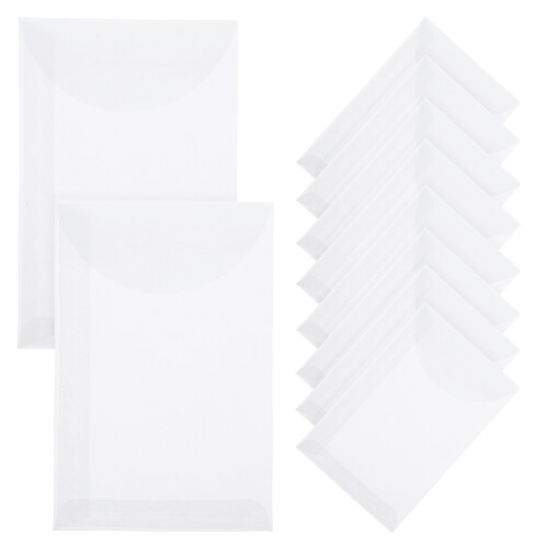 100Pcs Transparent Paper Bags Mini Flat Button Packaging Storage Bags 1