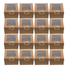 50Pcs Sturdy Brown Bakery Boxes with Clear Window for Pastries Muffins