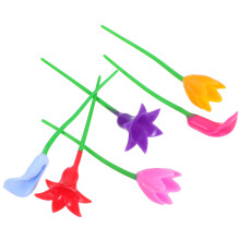 24Pcs Silicone Flower Glass Charms Assorted Colors Wine Glass Markers