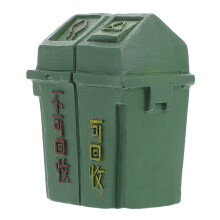 2Pcs Tiny Green Resin Waste Bins Mini Decor for Dollhouse & Office