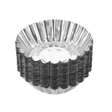75Pcs Mini Tart Pans Aluminum Alloy Silver Egg Tart Molds for Baking