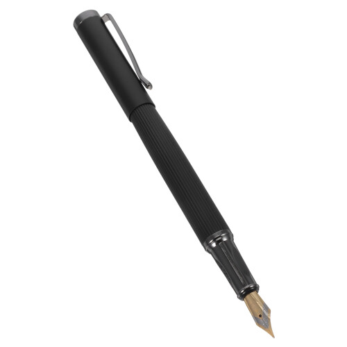 5Pcs Black Metal Fountain Pen with Replaceable Ink for Smooth Writing 1