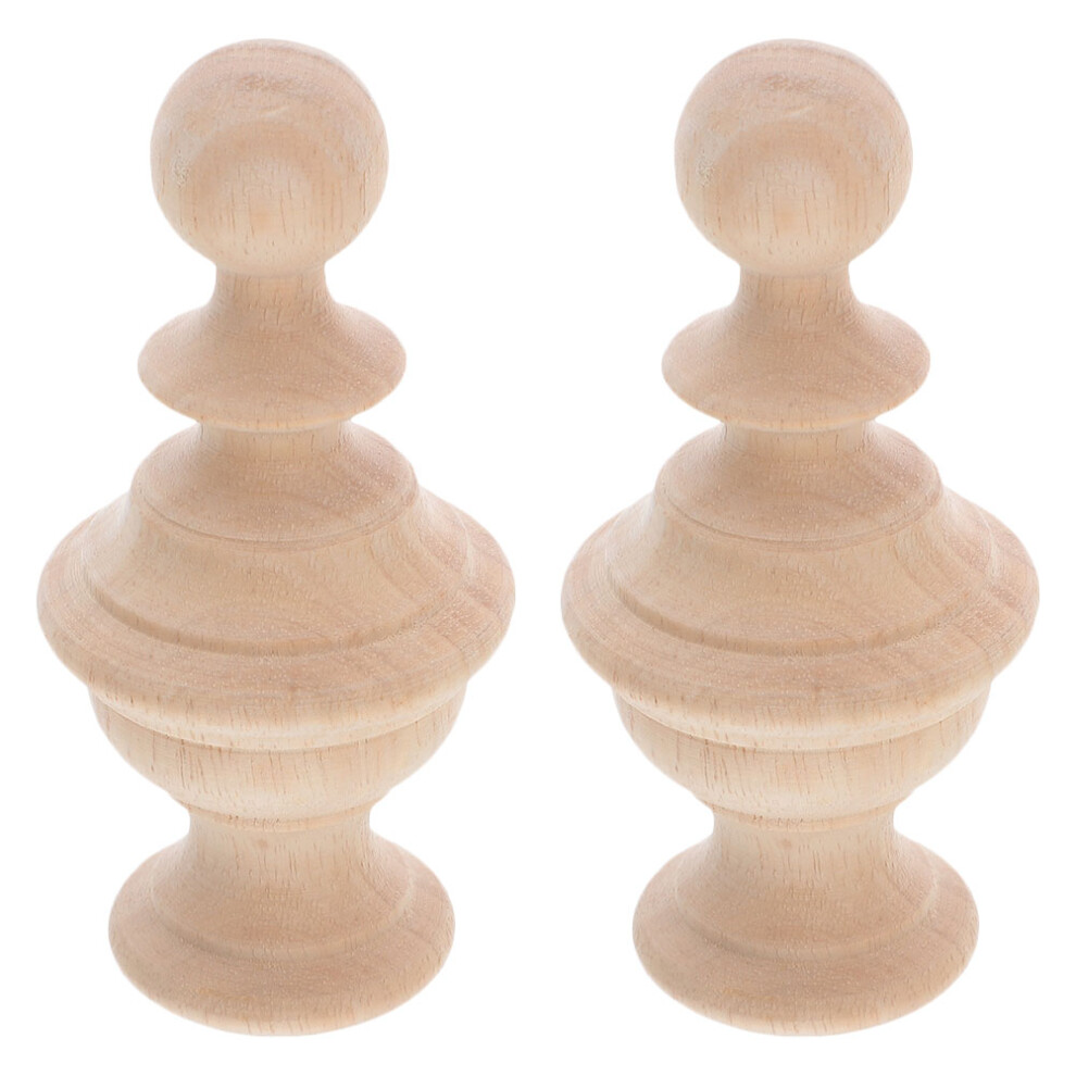 8Pcs Wood Baluster Finials Khaki Stair And Bed Post Decorations 3584274446575