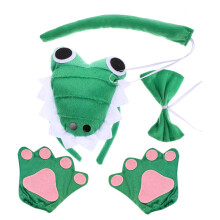 3Sets Green Halloween Costume Set Plush Headband Tail Bowtie Gloves