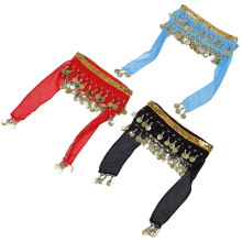 15Pcs Colorful Belly Dancer Hip Scarves with Dangling Coins and Fringe