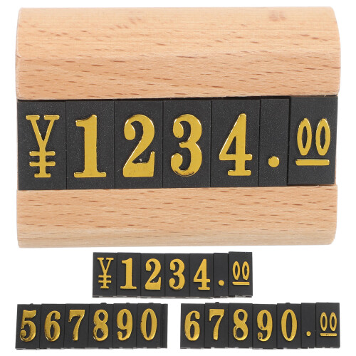 3Sets Khaki Mini Wood Display Blocks Sale Tags for Home Buffet 1