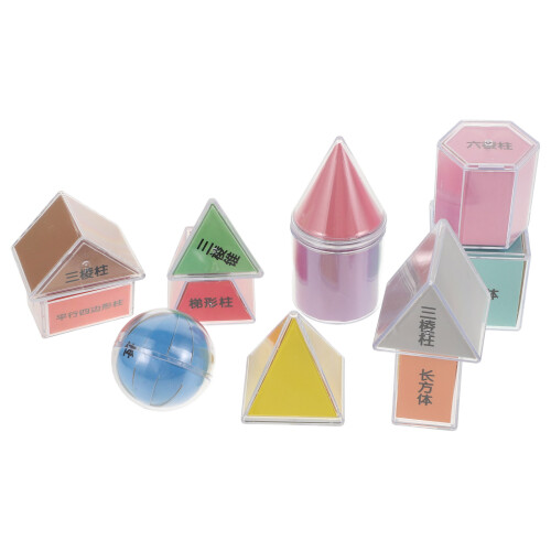 16Pcs Plastic 3D Geometric Solids for Math Learning and Teaching 1