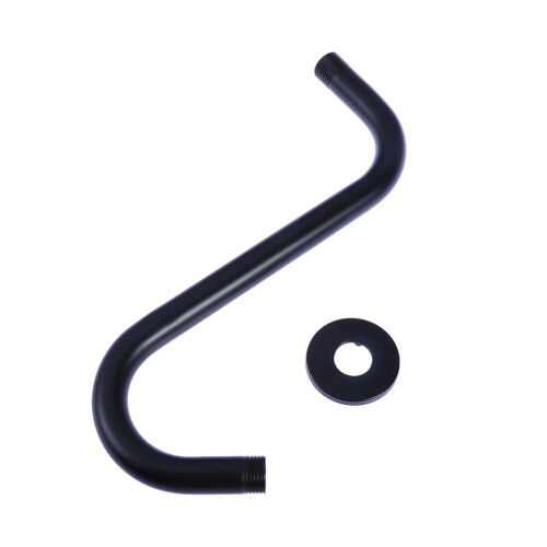 Black S Shape Shower Arm Stainless Steel with Rustic Finish