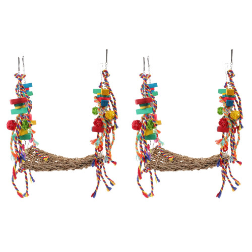 2Pcs Versatile Khaki Bird Swing Toy for Cage and Exercise 2