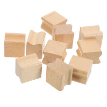 100Pcs DIY Wooden Stamps Blank Groove Lightweight Durable Light Brown