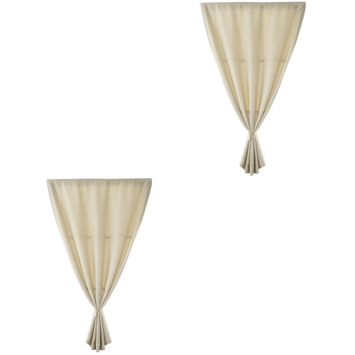 2Pcs Beige Window Curtains Blackout Punch Free Silver Star Design 2