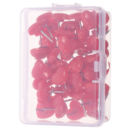200Pcs Heart-Shaped Push Pin Tacks Red Plastic for Bulletin Board Use 1