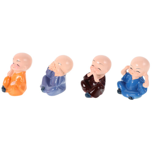 8Pcs Resin Monk Figurine Set Creative Car Interior Dashboard Ornaments