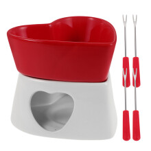 2Sets Stylish Ceramic Chocolate and Cheese Fondue Pots for Family Use