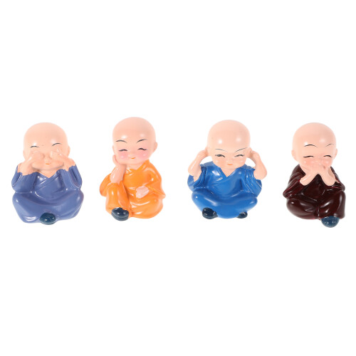 8Pcs Resin Monk Figurine Set Creative Car Interior Dashboard Ornaments 2
