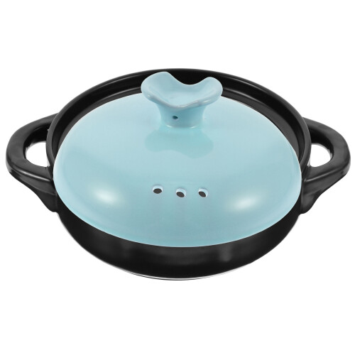 2Pcs Ceramic Casserole Pots Blue Cooking Pots for Home Kitchen 2