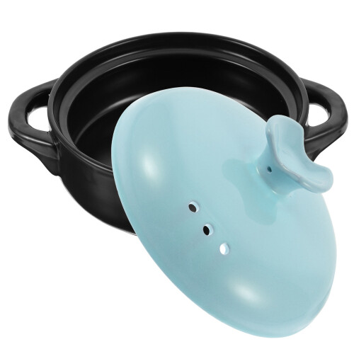 2Pcs Ceramic Casserole Pots Blue Cooking Pots for Home Kitchen