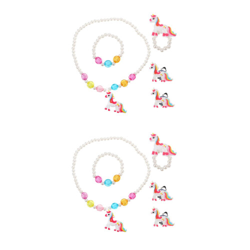 2Ensembles Bijoux Licorne Fille Collier Bracelet 1