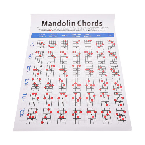 2Pièces Affiches Mandoline Accessoires Notes Fret Accords Multicolores
