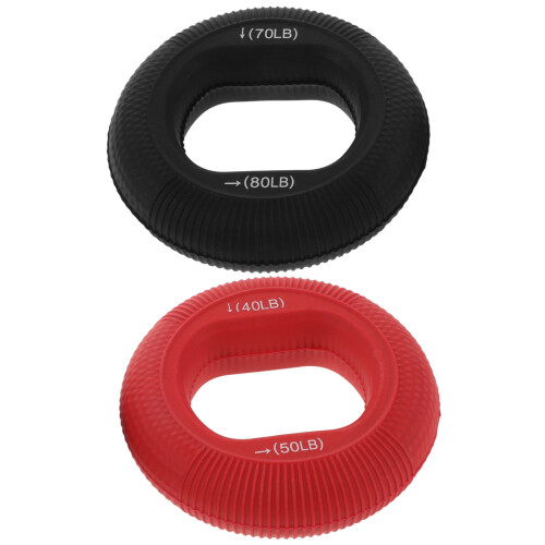 8Pcs Silicone Strength Trainer Rings Hand Exerciser Red