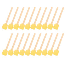 40Pièces Pinceaux Éponges Ronds Jaunes Bois Pour DIY Enfants