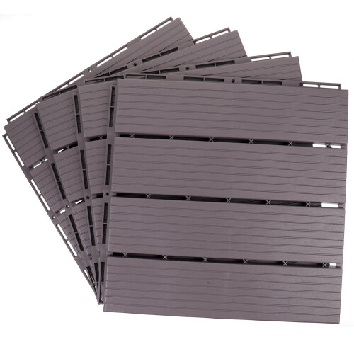 8Pièces Dalles Extérieur Emboîtables Gris Pour Terrasse