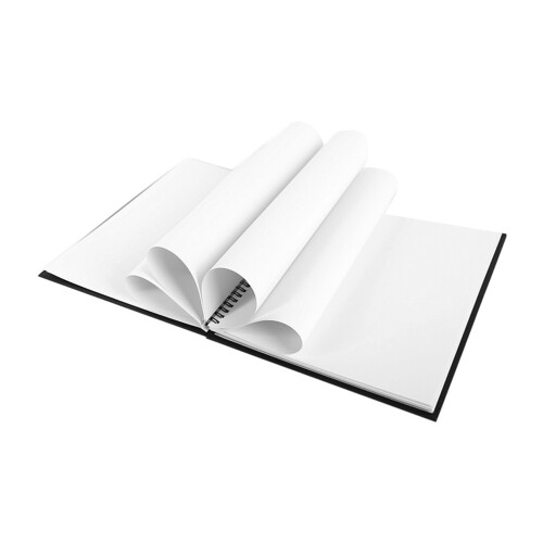 2Pièces Cahier À Dessin Noir Papier Bois Portable Usage