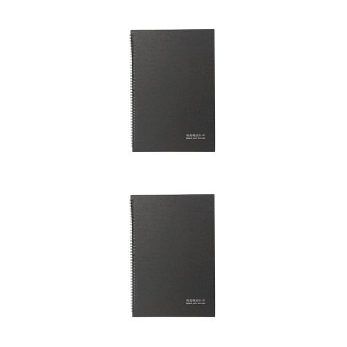 2Pièces Cahier À Dessin Noir Papier Bois Portable Usage 2